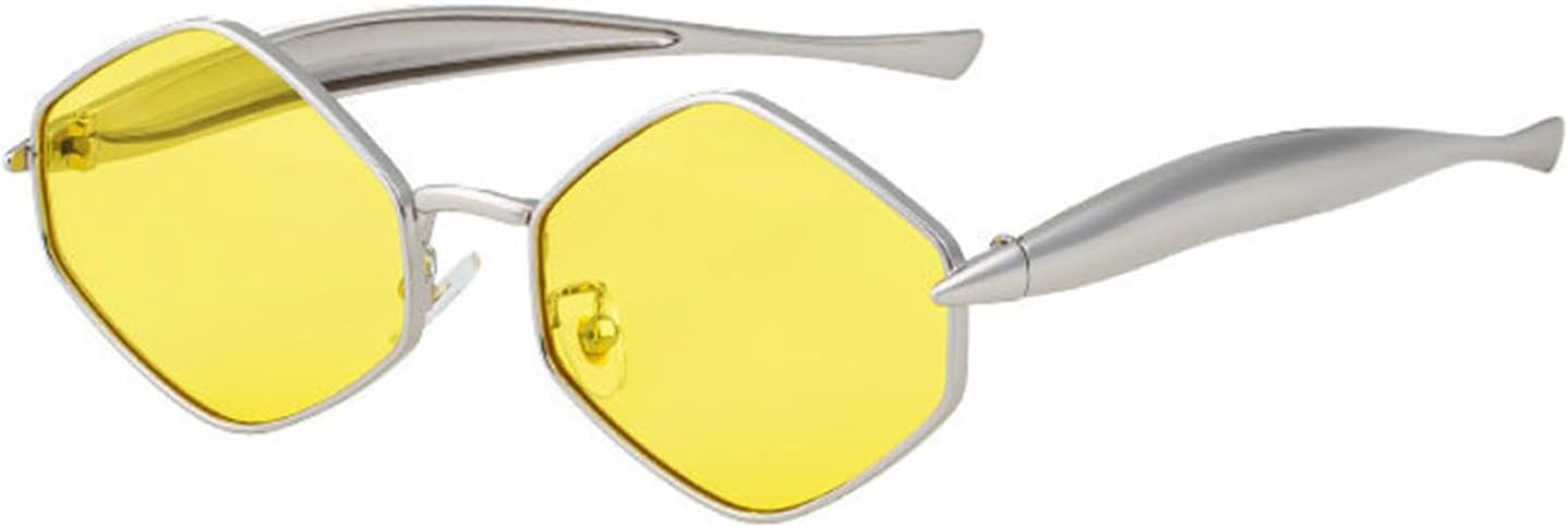 

Женские солнцезащитные очки Hexagon Punk 2025, роскошные винтажные классические металлические многоугольные солнцезащитные очки для женщин, защита от УФ-излучения UV400 helena, C4