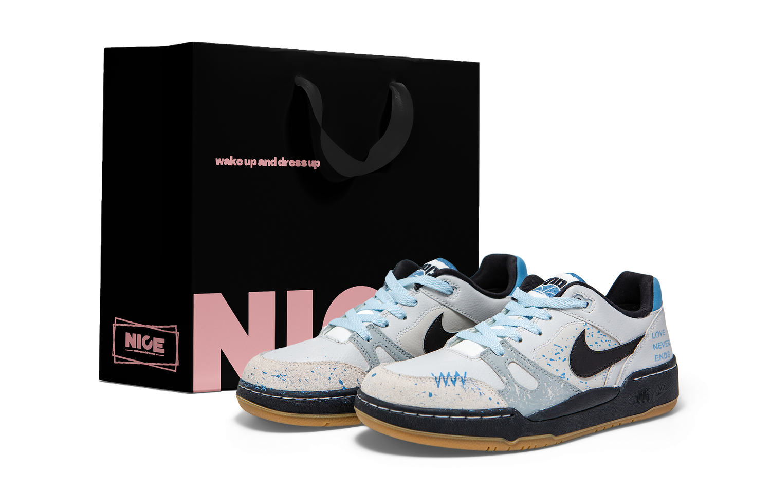 

Nike Мужские износостойкие низкие скейтбордные кроссовки Full Force, сине-серый