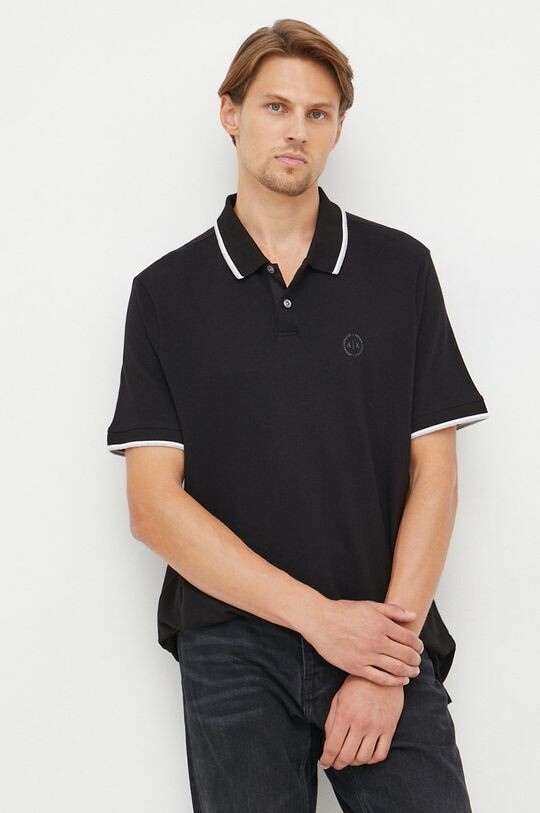 

Хлопковая рубашка-поло Armani Exchange, черный