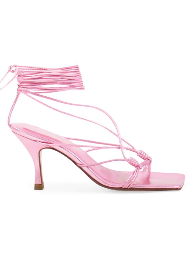 

Кожаные сандалии Mandaloun с запахом Andrea Wazen, цвет Metallic Pink