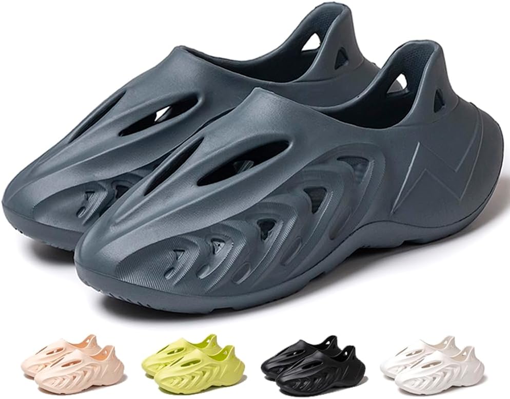 

Vioxthak Повседневные спортивные кроссовки Foam Runner с открытым носком, шлепанцы Cloud Slides, обувь для ходьбы, кроссовки Foam Runners, кроссовки для воды, мягкие пляжные сандалии для женщин и мужчин, серый