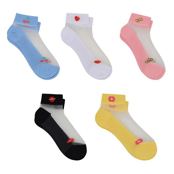 

Женские тонкие полупрозрачные носки no-show 5 шт не скользят и впитывают влагу Anna-Kaci, Black