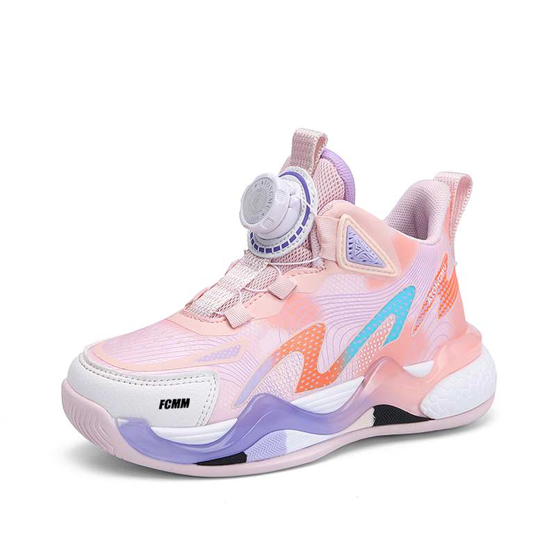 

Баскетбольные кроссовки средней высоты с амортизацией и дышащими свойствами для детей FCMM, розовый