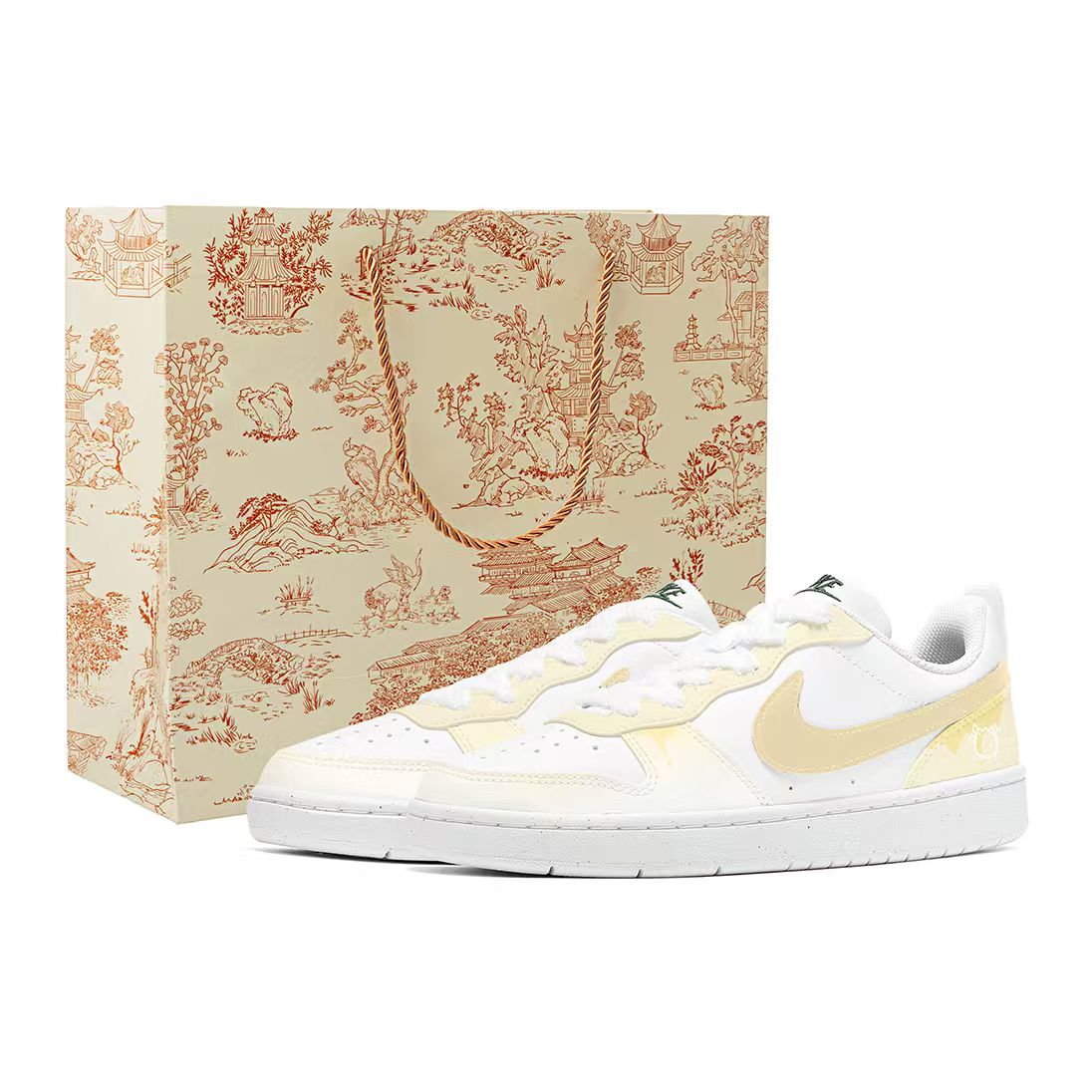 

Nike Court Borough Glutinous Rice Kitten устойчивые к истиранию низкие кеды для скейтбординга Light Yellow детские