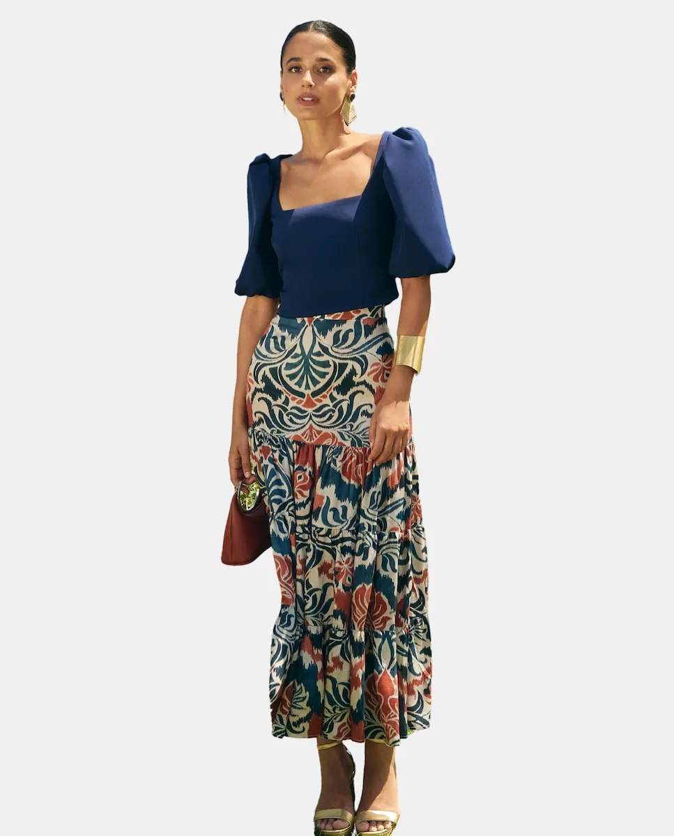 

Миди-юбка с оборками в стиле «корзинка» MIPHAI, мультиколор