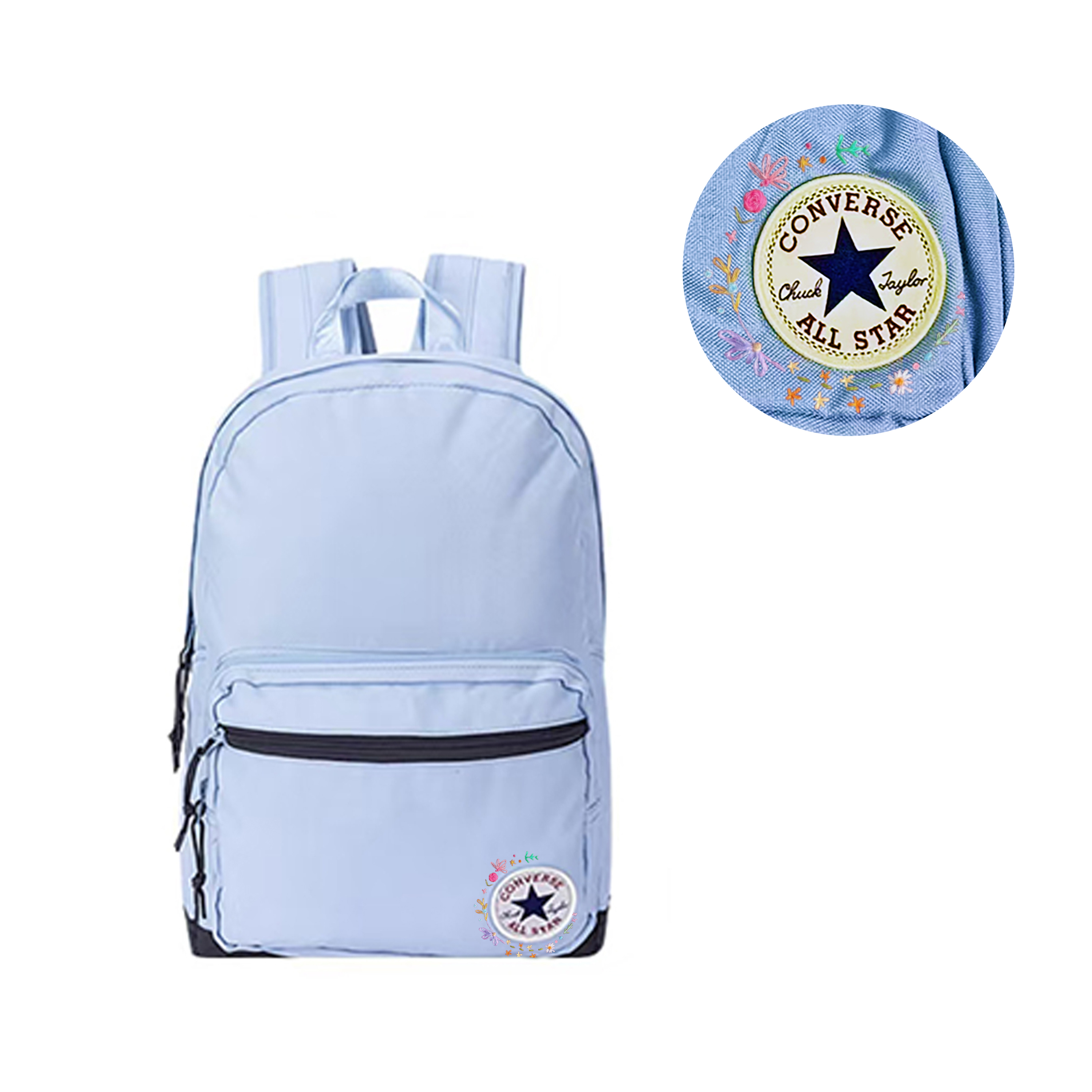 

Converse Средний рюкзак из полиэстера для женщин Light Haze Blue, That Day Bright Small Flower