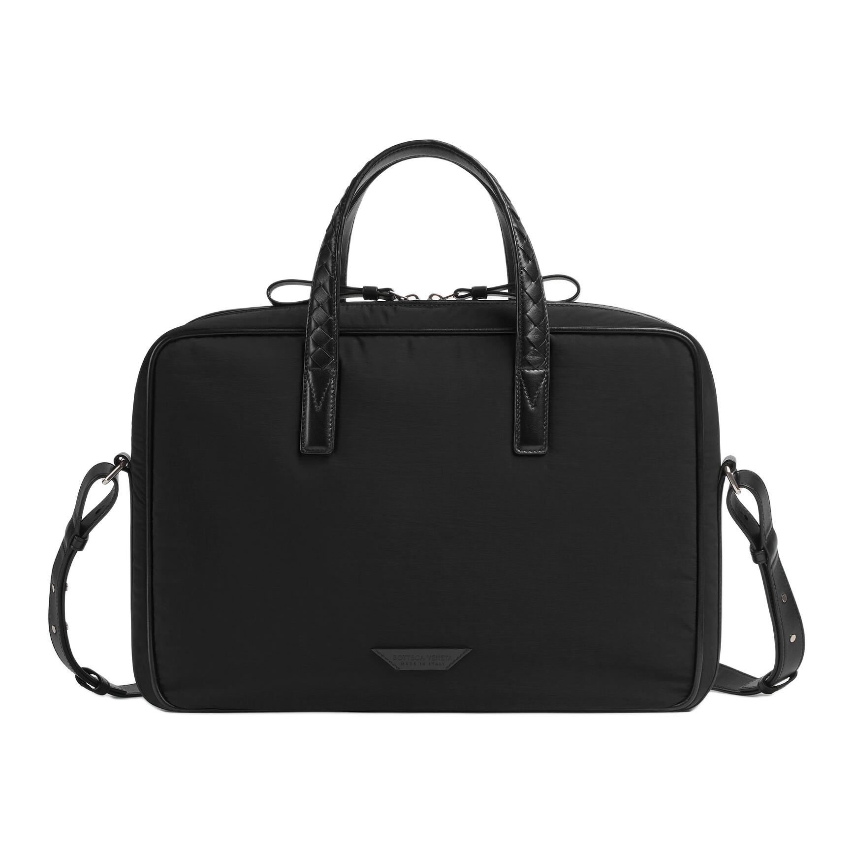 

Bottega Veneta Полиамидный мужской черный наплечный портфель через плечо