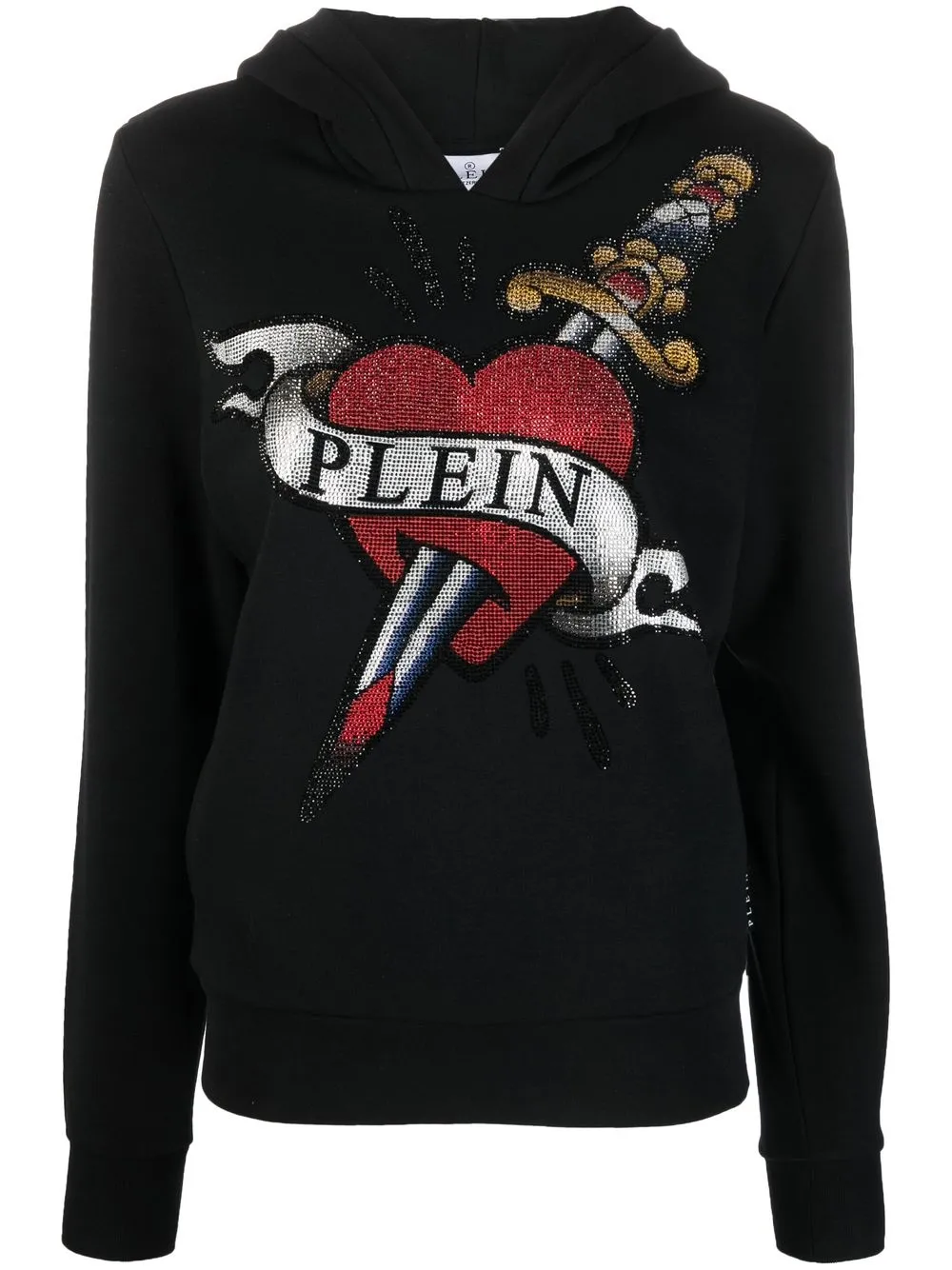 

Худи с кристаллами и логотипом Philipp Plein, черный