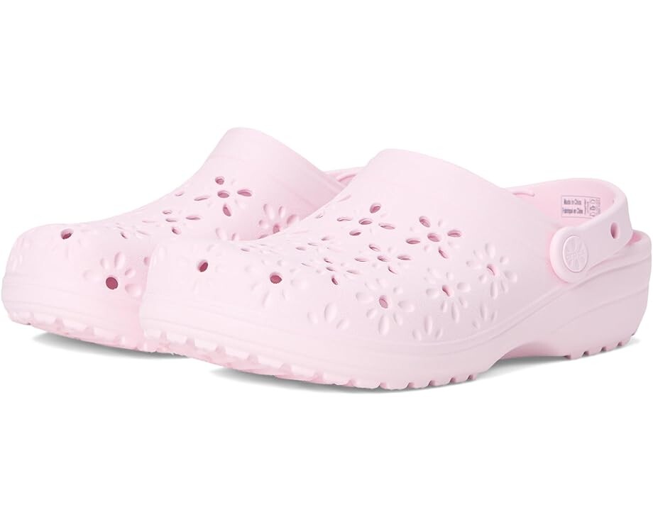 

Сабо Unisex Crocs Classic Clogs with Floral Cut Out Design, цвет Pink Milk