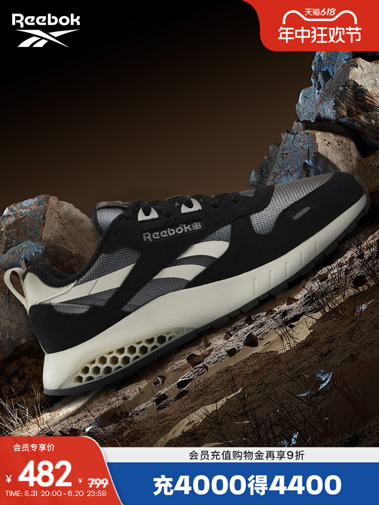 

Кроссовки Reebok CL Leather Panda с амортизацией и сотовой структурой, голубой / серый