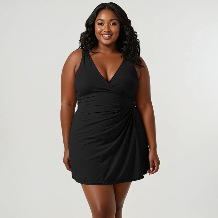 

Купальное платье-халат Alana больших размеров со скрытыми трусиками и регулируемыми бретелями Calypsa, Black