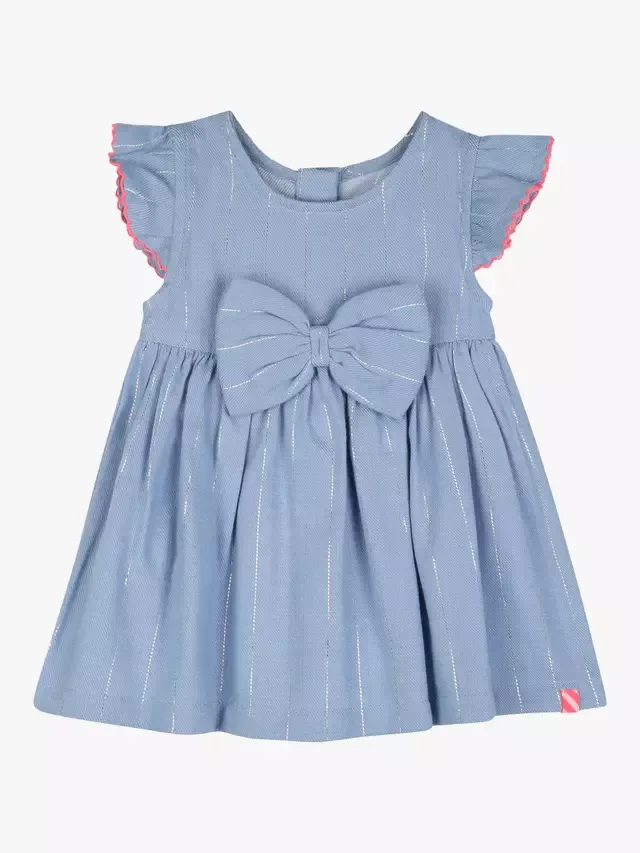Детское короткое платье с бантом и короткими рукавами, светло-голубое Billieblush