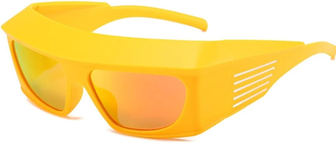 

Большие спортивные солнцезащитные очки в стиле стимпанк для женщин и мужчин, прямоугольные очки в стиле панк, женские очки с защитой от УФ-излучения UV400 VVTWSSW, Yellow Orange