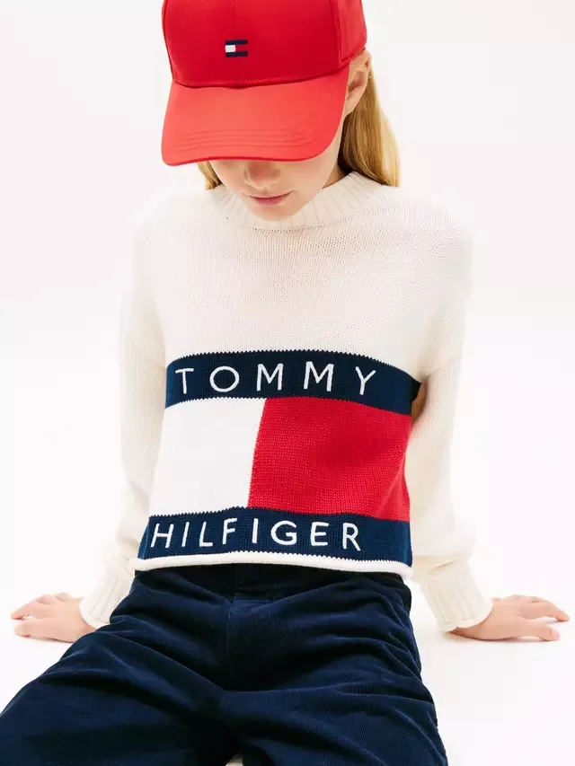 Детский джемпер Heritage, цвет слоновой кости, шелк Tommy Hilfiger — фото 4