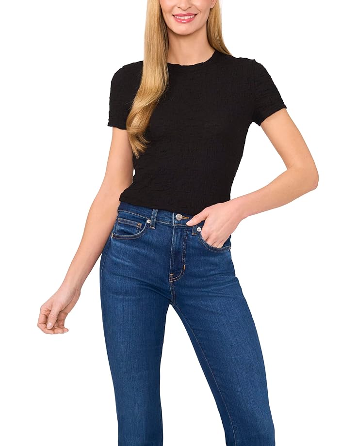 

Футболка CeCe Short Sleeve Puckered Knit Baby Tee, цвет Rich Black