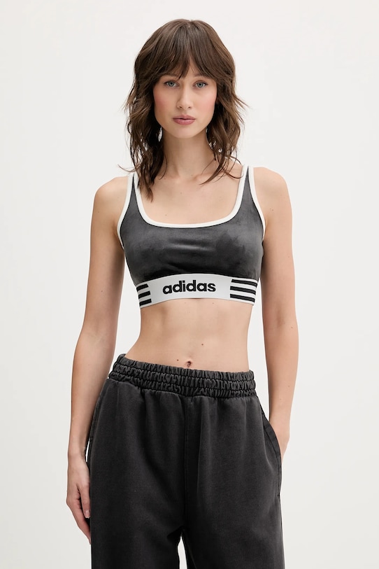 

Утепленный бархатный топ Adidas Originals, черный