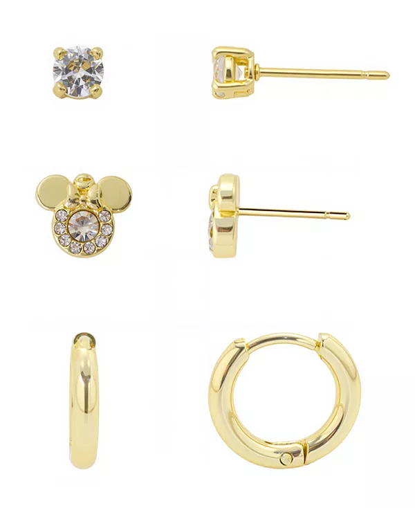 

Комплект сережек с кристаллами Минни Маус Disney, gold