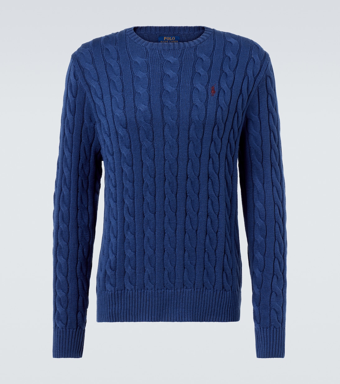 

Вязаный хлопковый свитер кабельной вязки Polo Ralph Lauren, Light Navy