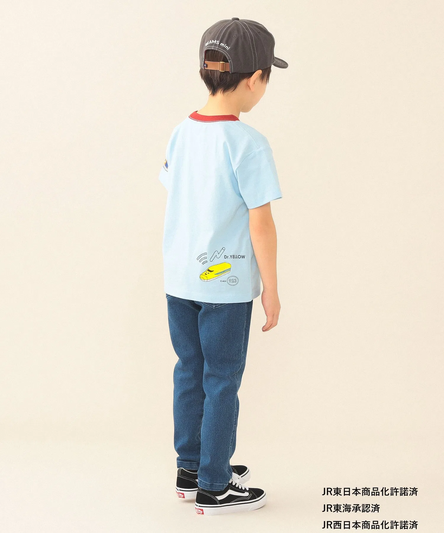 Детская футболка с принтом поезда BEAMS mini JR Off White — фото 4