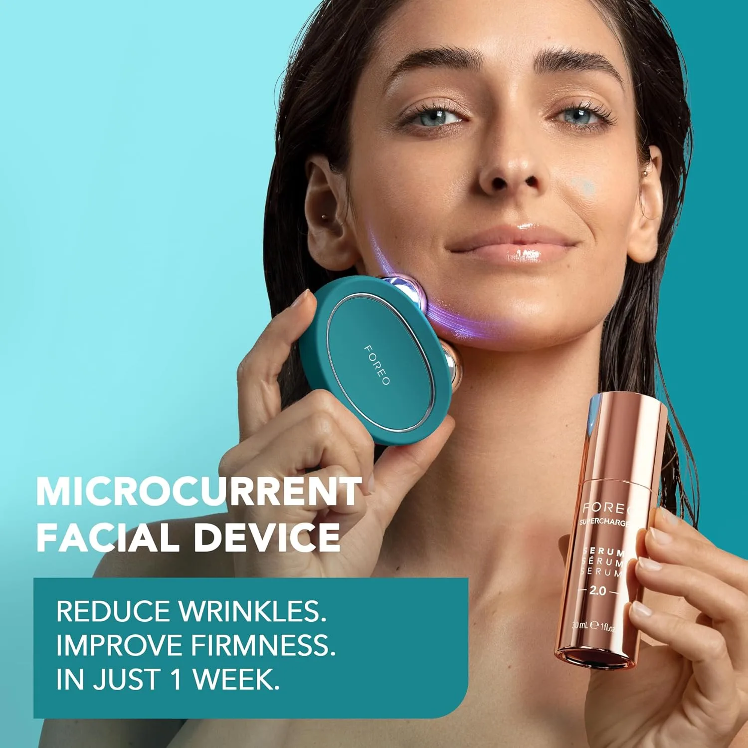 Foreo Bear 2 Advanced - микротоковое устройство для лифтинга и тонизирования лица, контурная модель для упругости кожи, улучшает впитывание уходовых средств, цвет Evergreen, Evergreen — фото 2