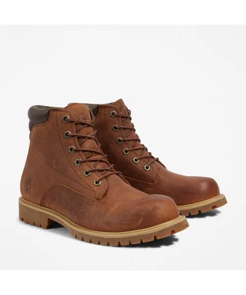 Ботинки мужские 6 дюймов водонепроницаемые Timberland Premium Leather светло-коричневые — фото 2