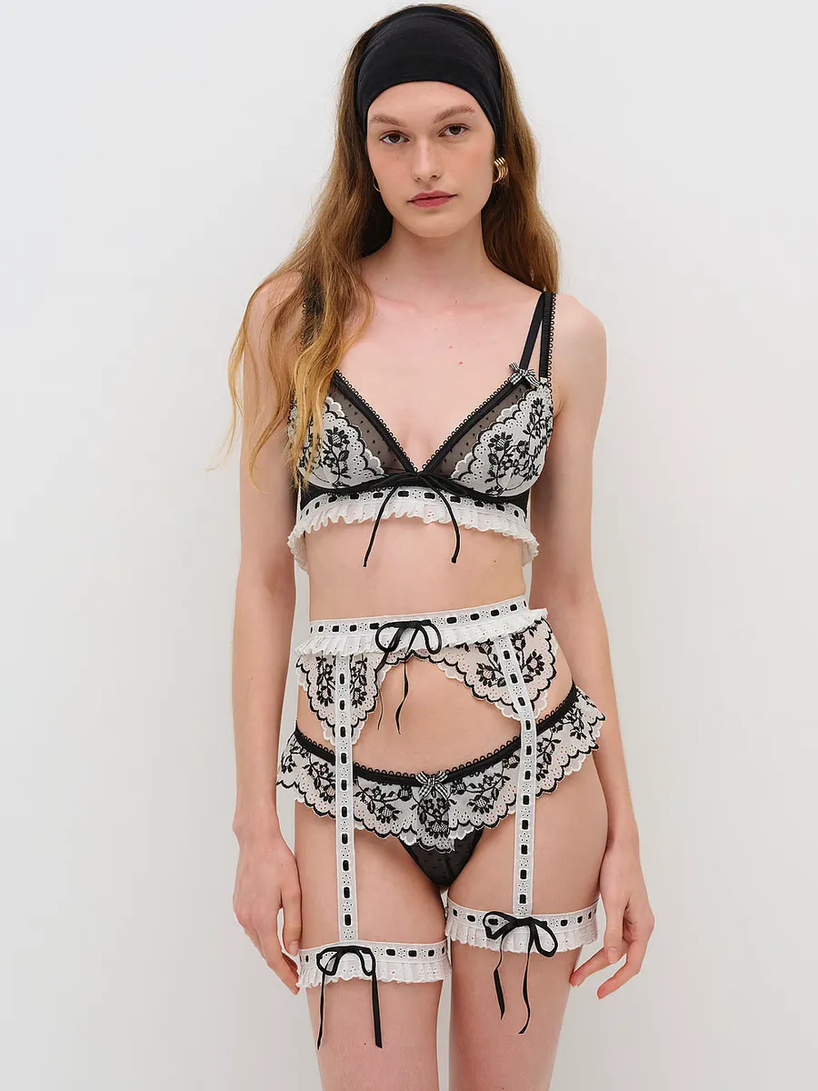 

Рубиновый пояс с подвязками For Love & Lemons, черный/белый