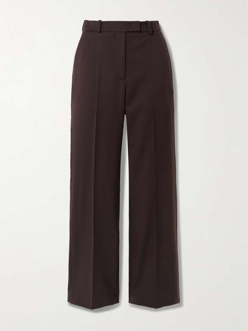 

Брюки прямого кроя из плиссированного твила Lenora The Frankie Shop, коричневый