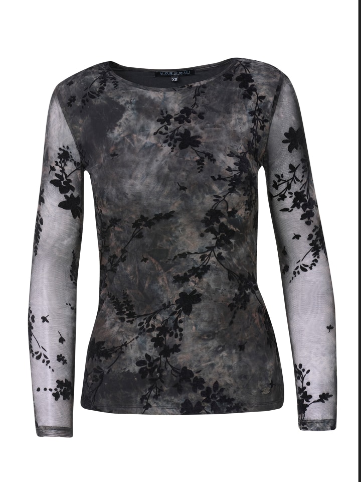 

Женская футболка из тюля с длинными рукавами, черного цвета KOROSHI, Черный, Женская футболка из тюля с длинными рукавами, черного цвета KOROSHI