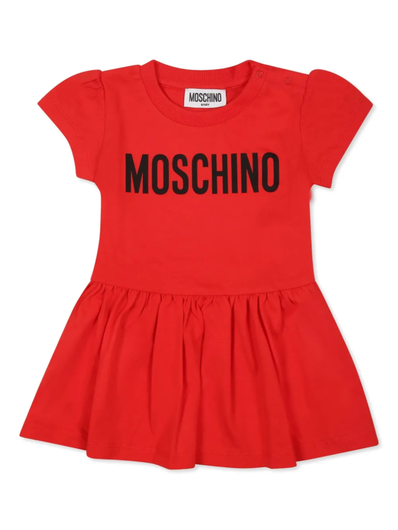

Платье Moschino Kids из хлопка с принтом логотипа, красный