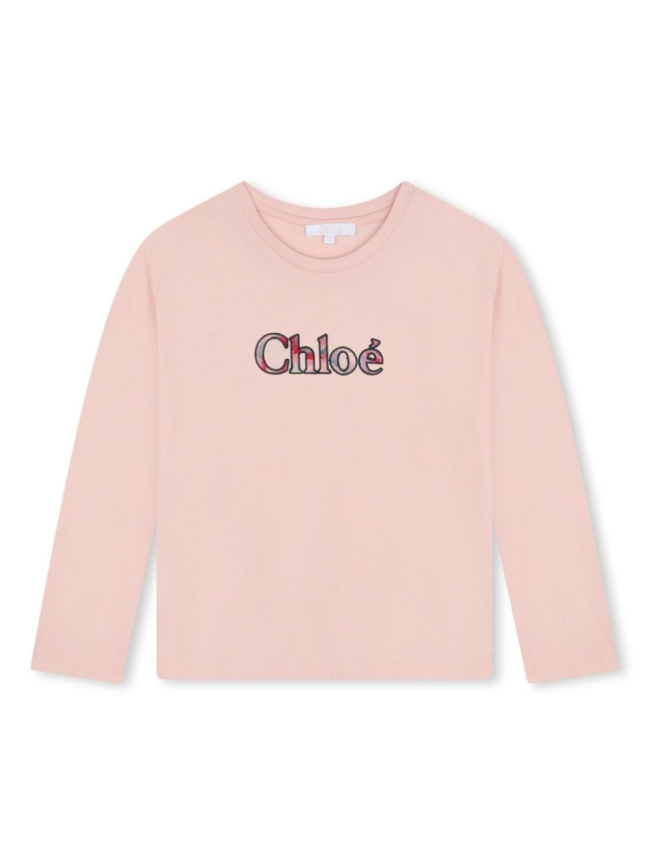 

Chloé Kids футболка с длинными рукавами и надписью, розовый