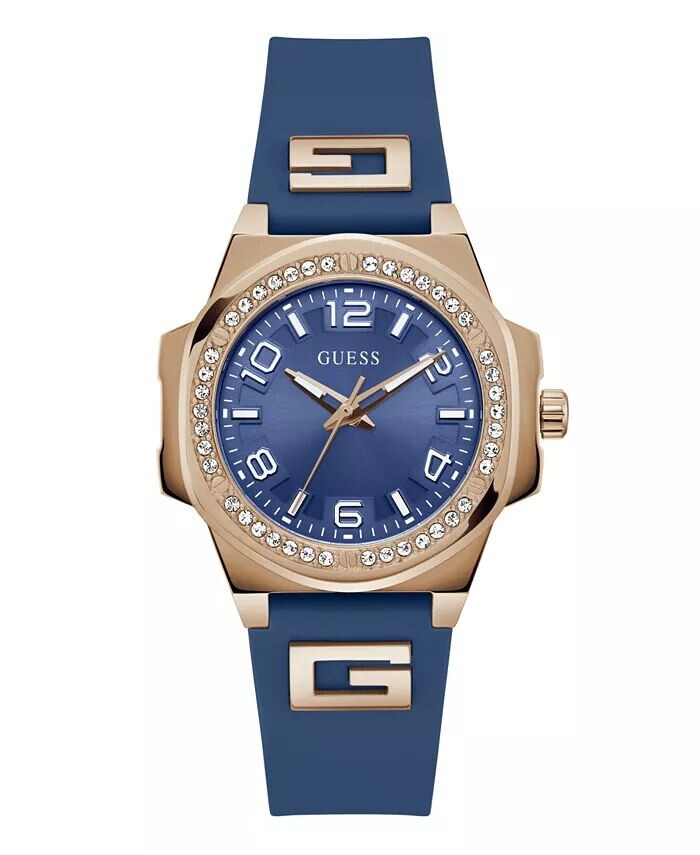 

Женские аналоговые синие силиконовые часы 36 мм GUESS, синий