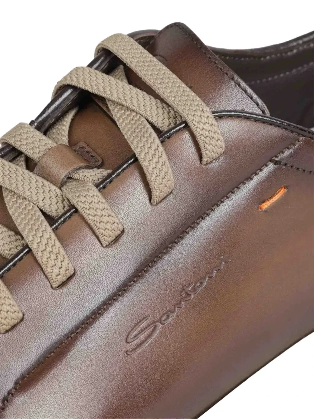 Кроссовки из кожи с тиснением логотипа Santoni, коричневый — фото 4