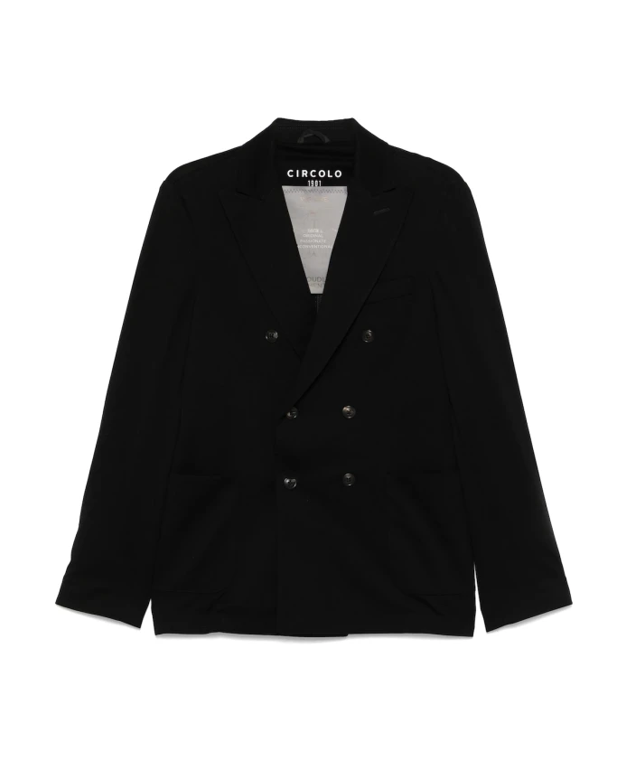 

Черный двубортный пиджак из пике Circolo 1901, черный