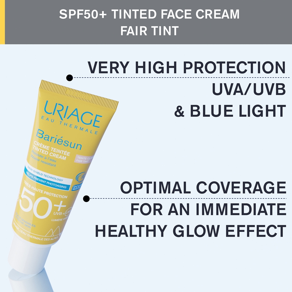 Bariésun тонированный крем spf 50+ защитный крем для лица с оттенком spf 50+ Uriage, atspalvis fair tint 50 мл — фото 4