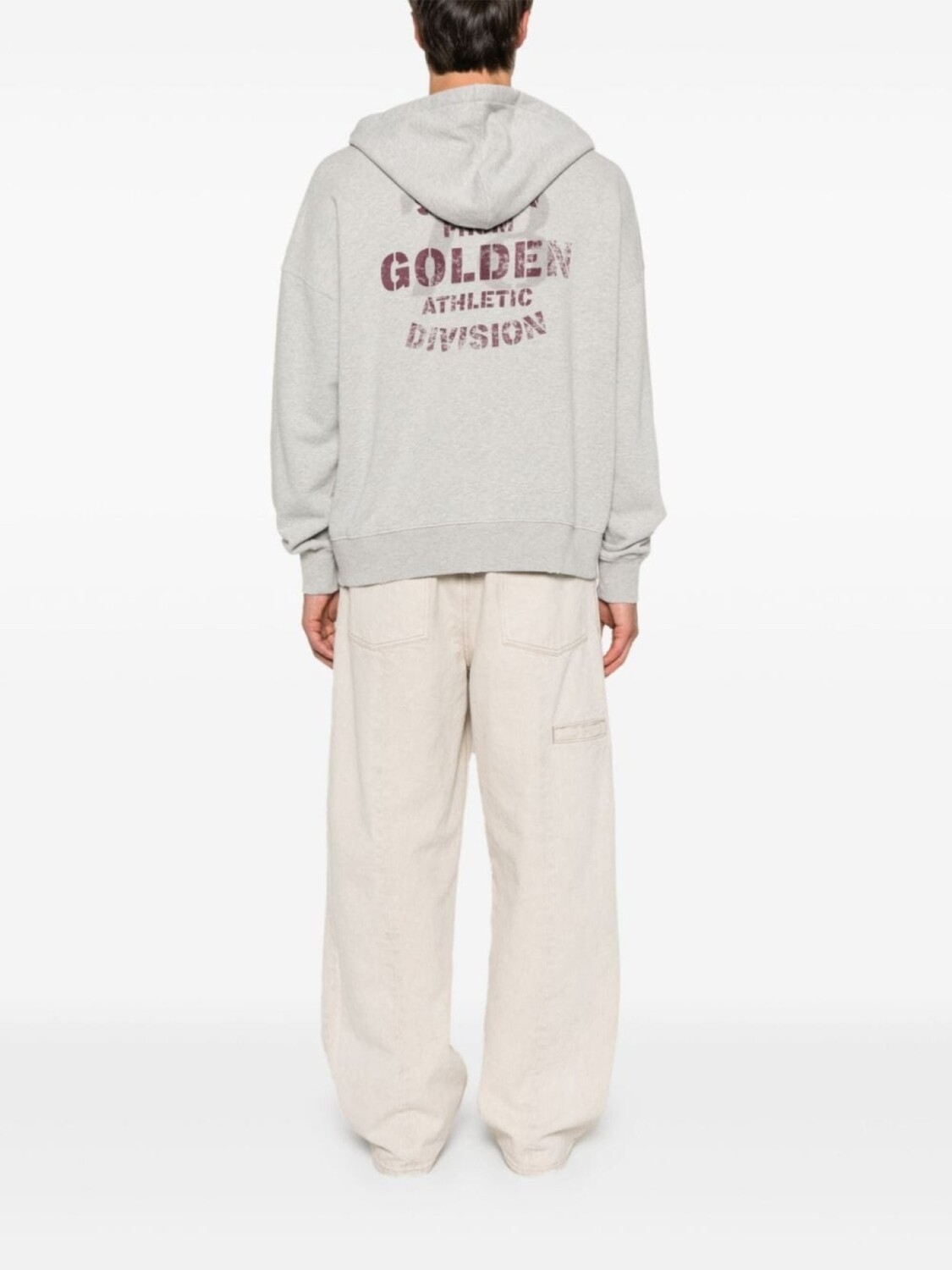 Golden Goose толстовка с капюшоном из набивного хлопка, серый — фото 3