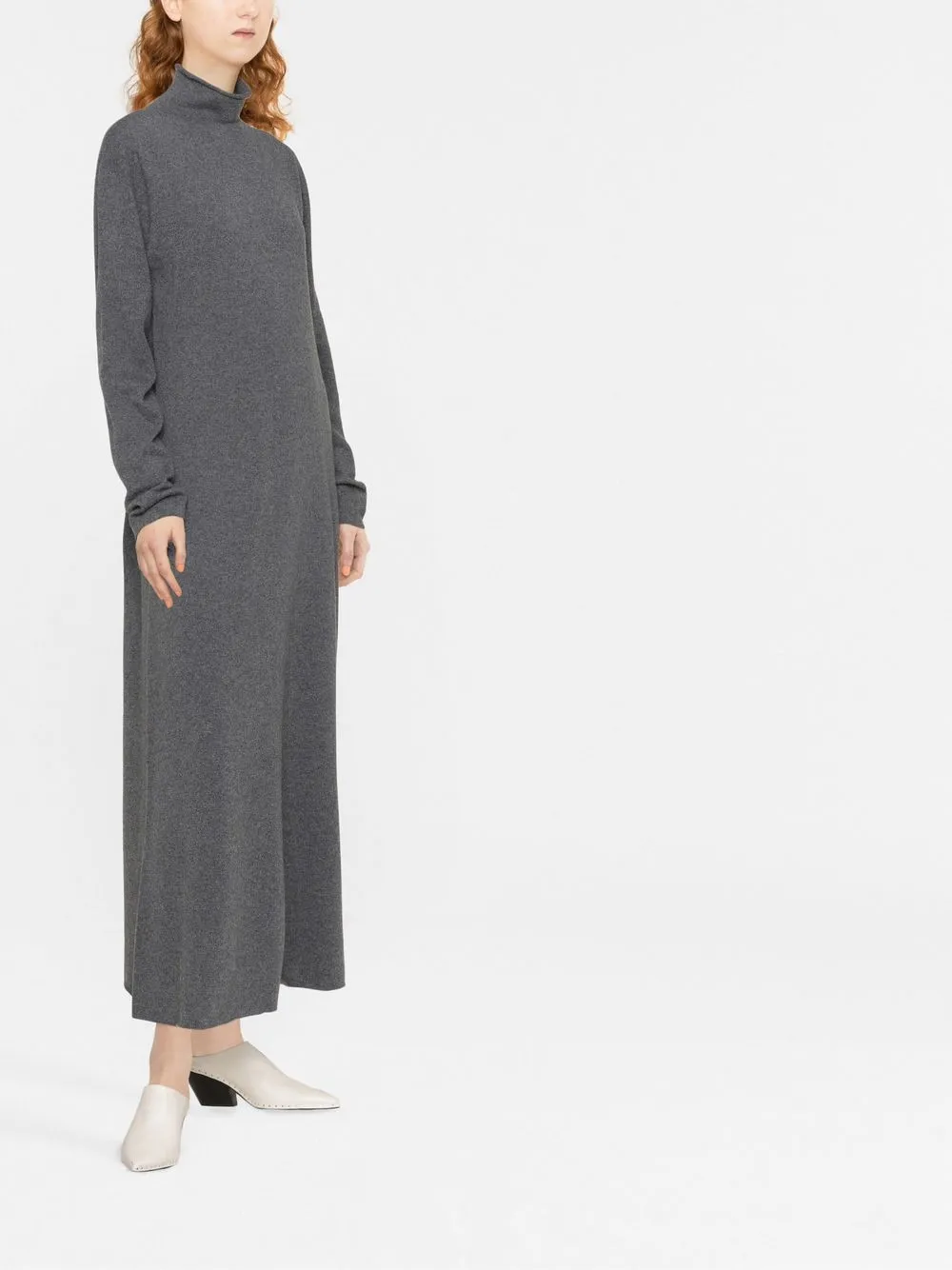 Трикотажное платье с высоким воротником JIL SANDER, серый — фото 3