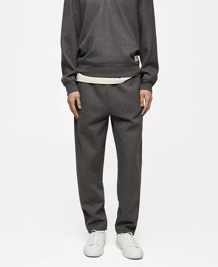 

Мужские джоггеры из хлопка с вышивкой MANGO, серый