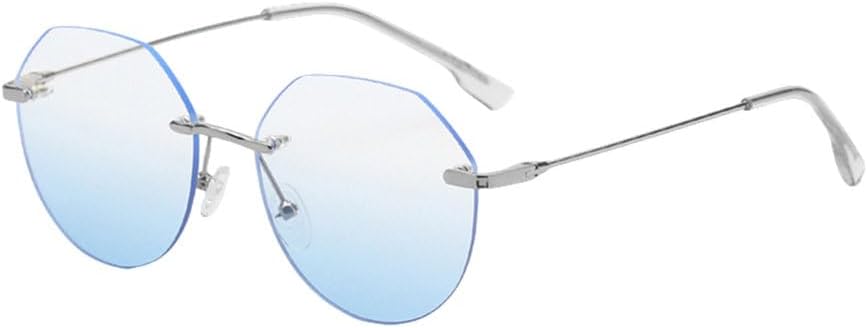 

модные солнцезащитные очки для женщин, многоугольные солнцезащитные очки без оправы, металлические мужские очки с градиентными линзами, синие, зеленые, серые очки для вечеринок TYUVIVO, Silver With Blue