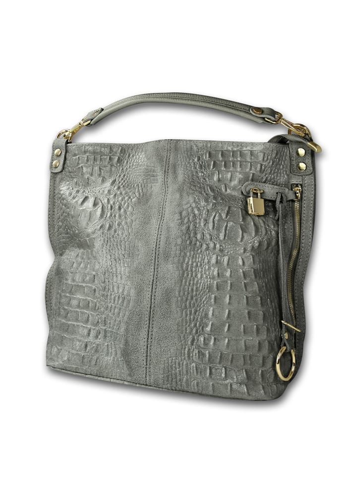 

Кожаная сумка-ведро, сумка-шоппер Toscanto серого цвета, примерно 41 см