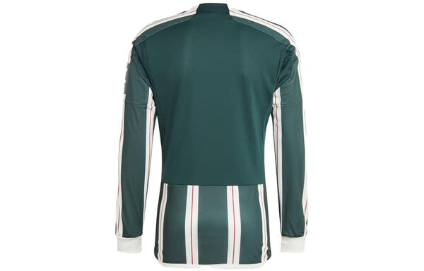 Футболка manchester united 23 24 выездная футболка с длинным рукавом Adidas, зеленый — фото 2