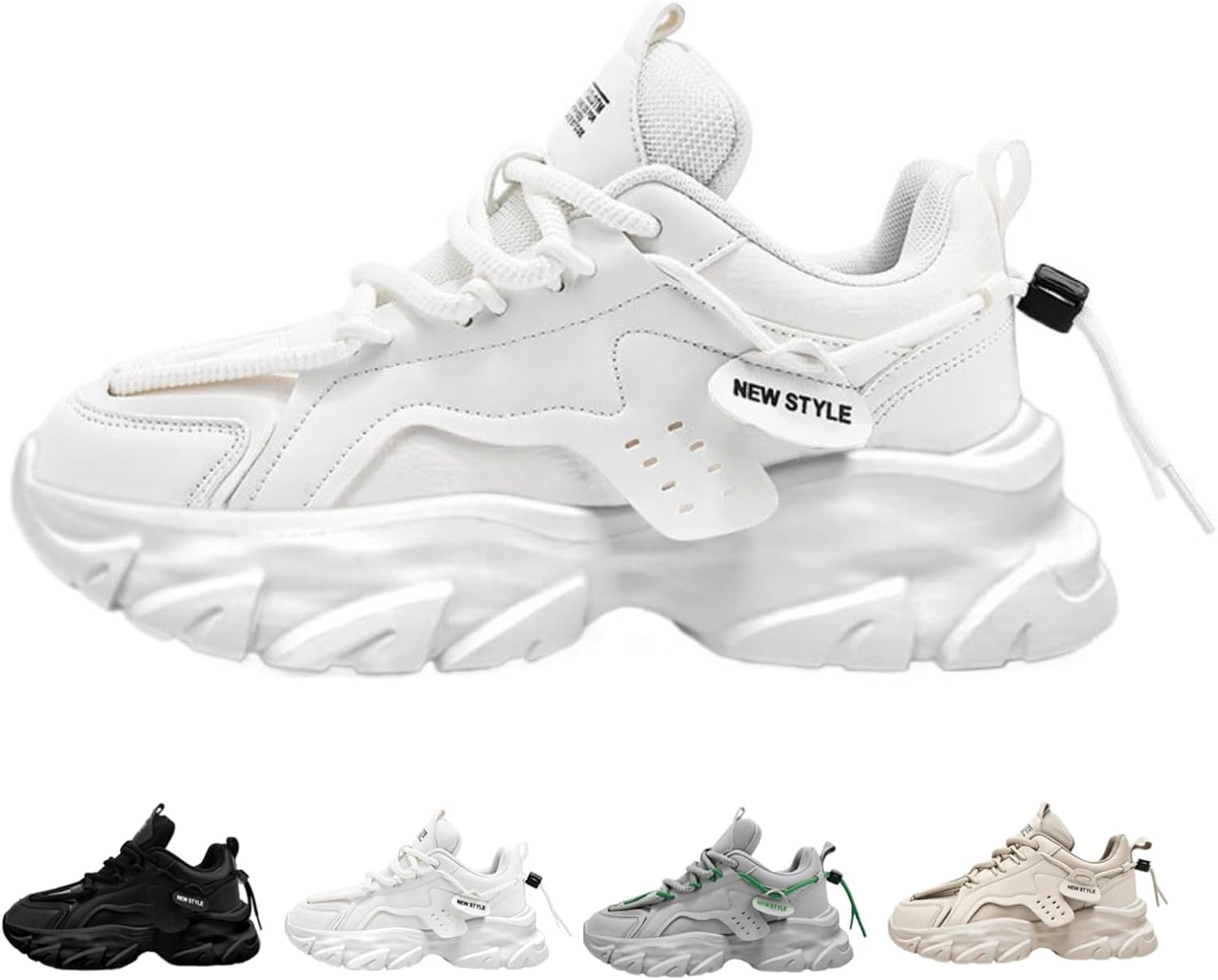 

Мужские модные ретро-кроссовки с толстой подошвой, стильные Y2K, кроссовки в стиле «папа», повседневные, удобные, противоскользящие спортивные обувь Macefil, белый