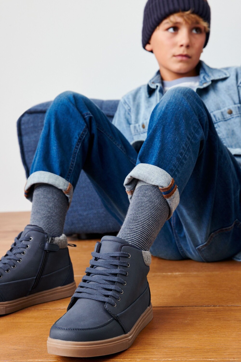 

Туфли на шнуровке с внутренней молнией Next, синий