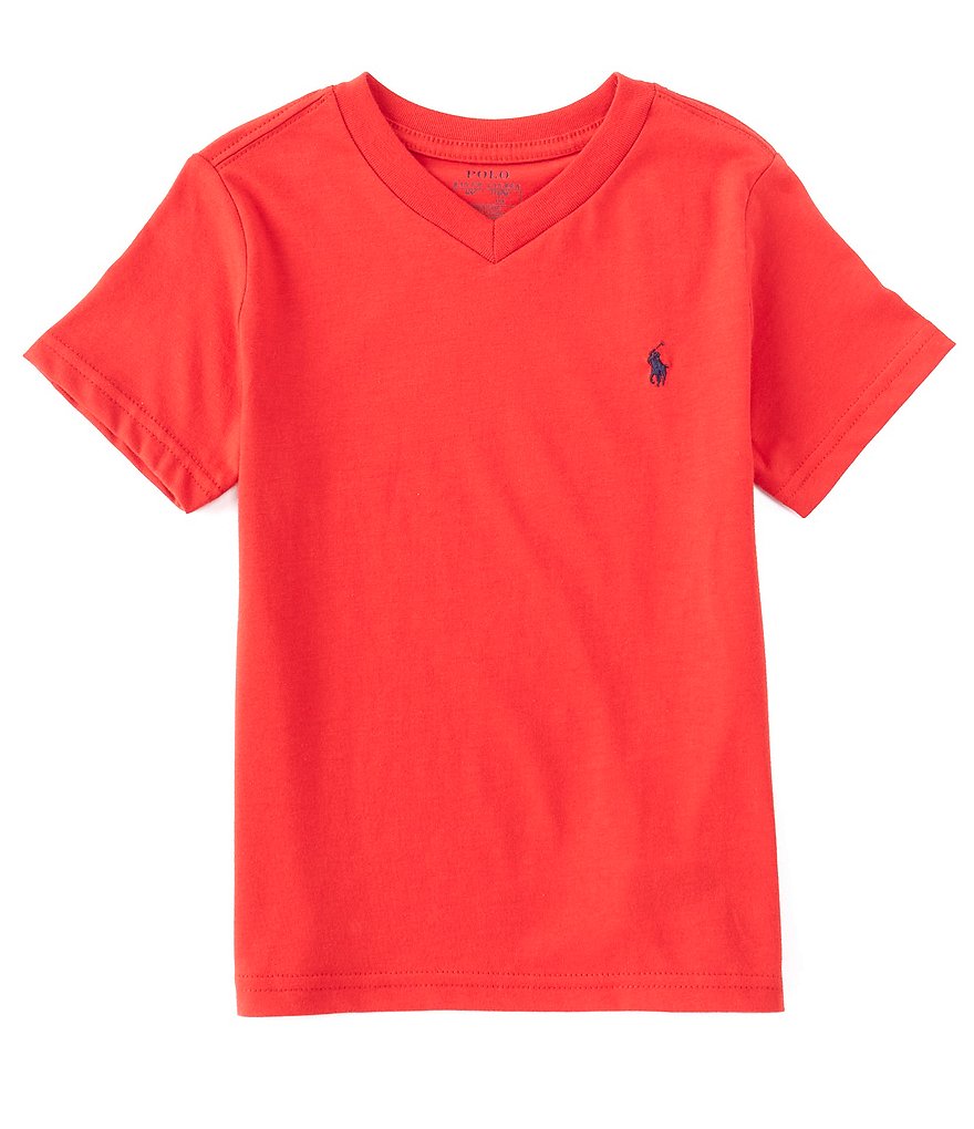 

Футболка с короткими рукавами и V-образным вырезом Polo Ralph Lauren Little Boys 2T-7, красный