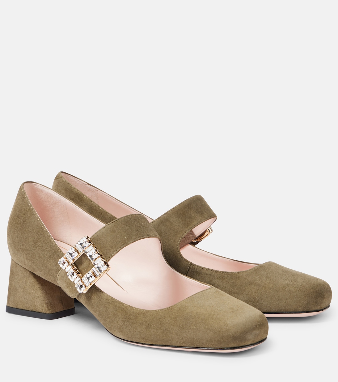 Замшевые туфли Trés Vivier 45 Roger Vivier, Olive Green