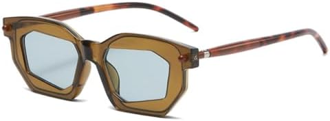 

Солнцезащитные очки Polygon для женщин, двухцветные, модные, с прозрачными линзами, в панк-оправе, с заклепками, уникальные, с защитой от УФ-излучения UV400 MTZJH, Tea Blue