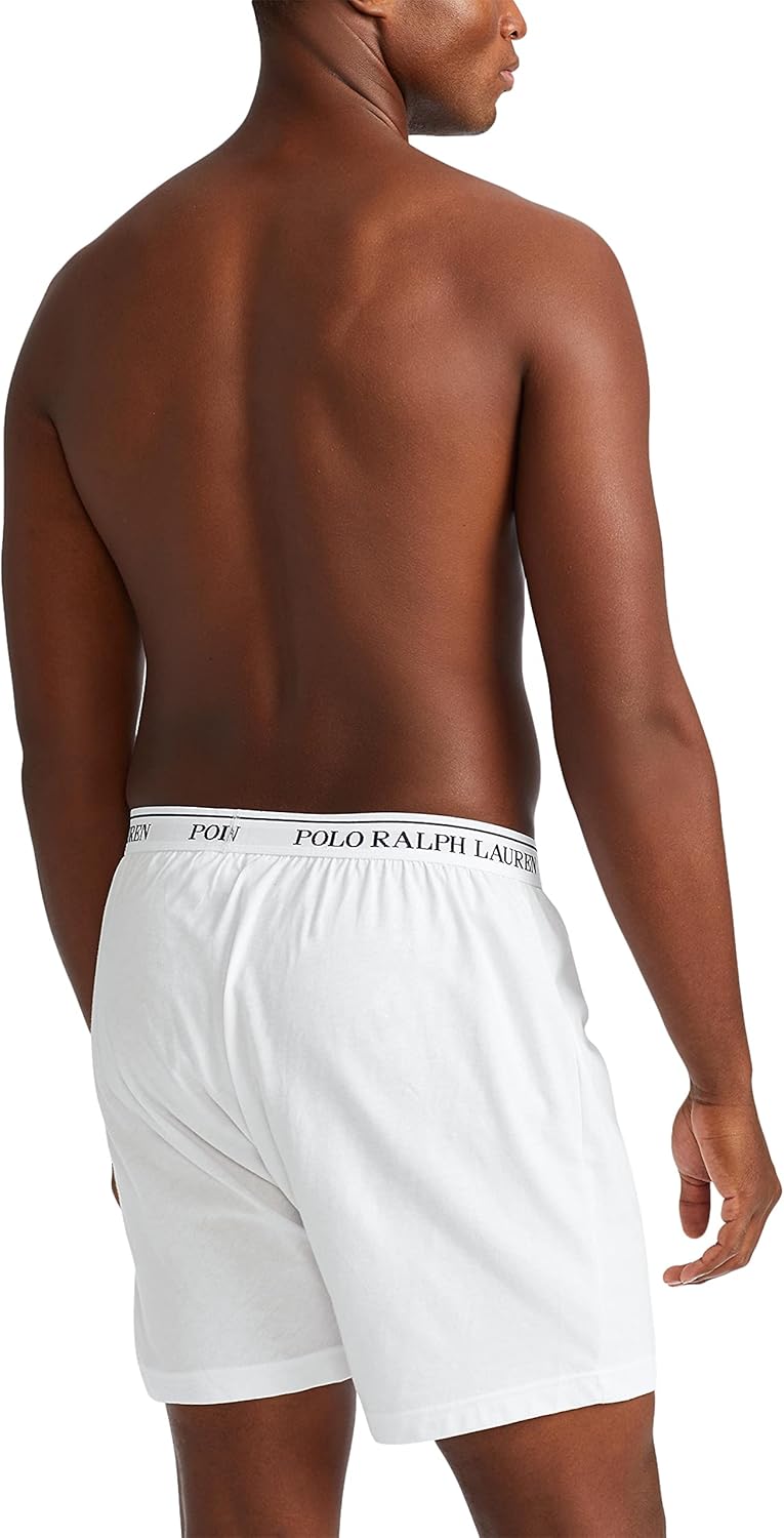 POLO RALPH LAUREN Мужские боксеры Classic Fit из хлопкового трикотажа, 3 шт, White/Navy - 3 Pack — фото 3