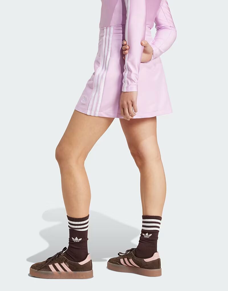 

Мини-юбка Adidas Originals Adicolor с тремя полосками цвета светло-орхидеи