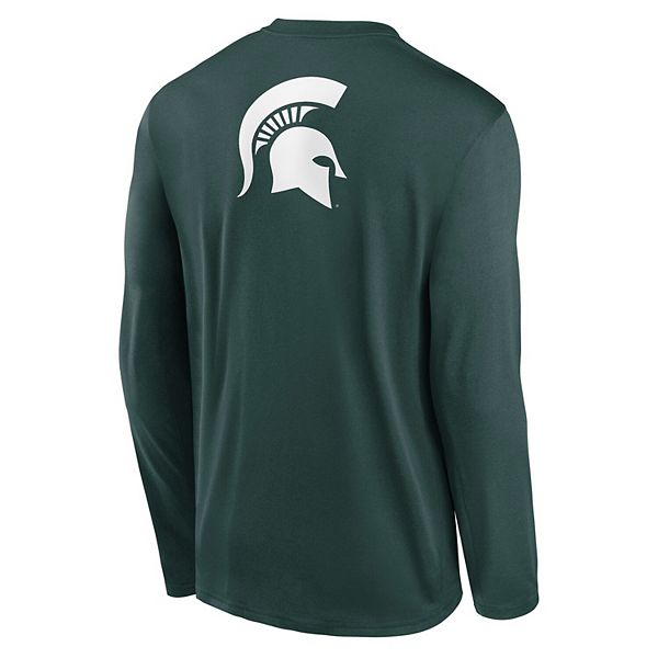 Мужская зеленая футболка michigan state spartans primetime campus 2-hit legend с длинным рукавом Nike — фото 4