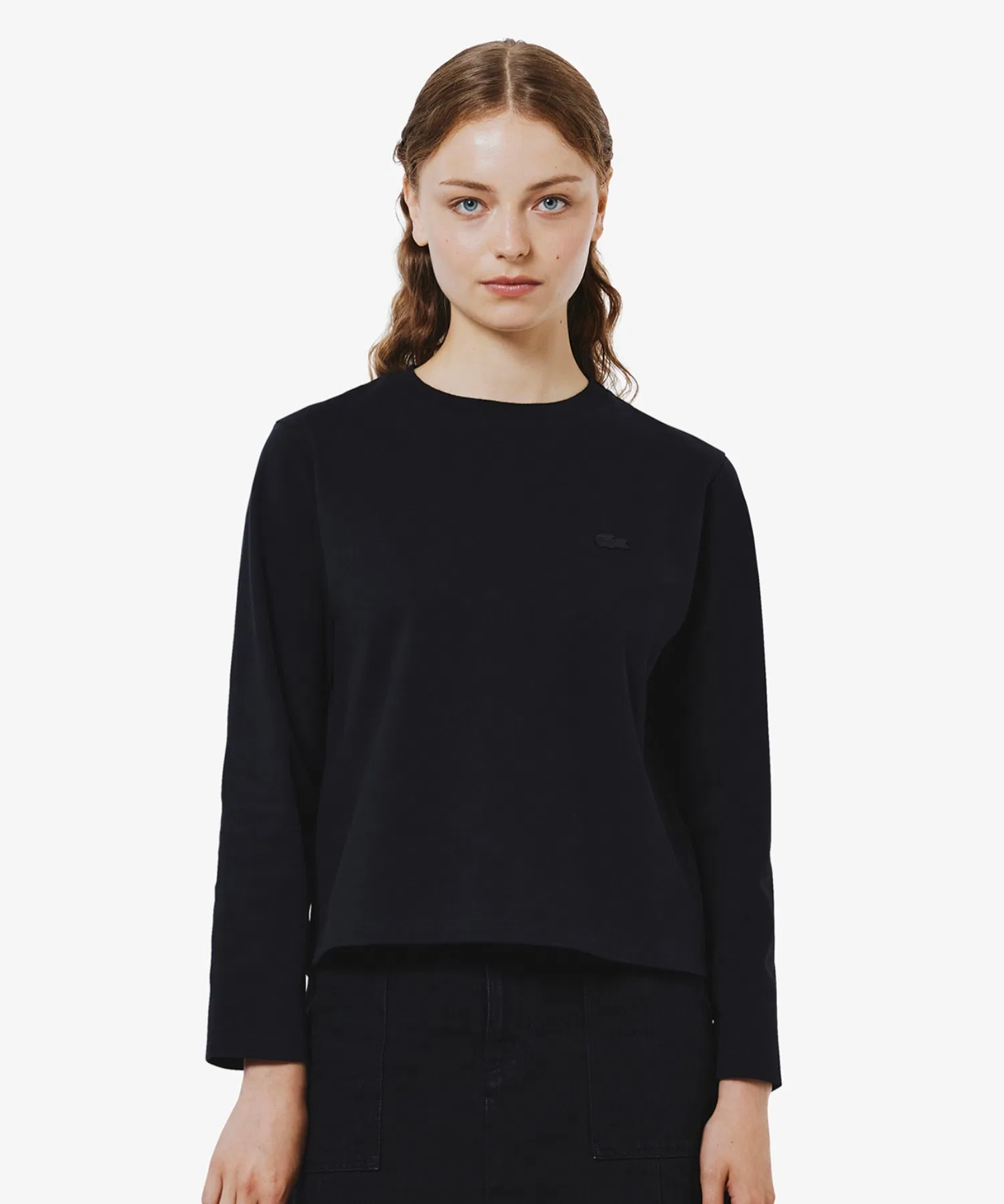 Футболка LACOSTE женская с длинным рукавом, черная