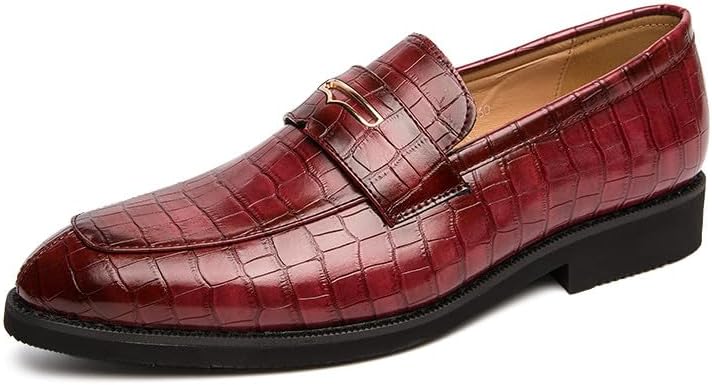 

Мужские лоферы Santimon, классические повседневные туфли, кожаные туфли-лоферы с крокодиловым тиснением для бизнеса, слипоны для мужчин, красный